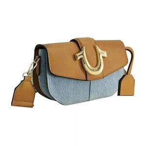 True Religion Beige and Denim Crossbody Bag